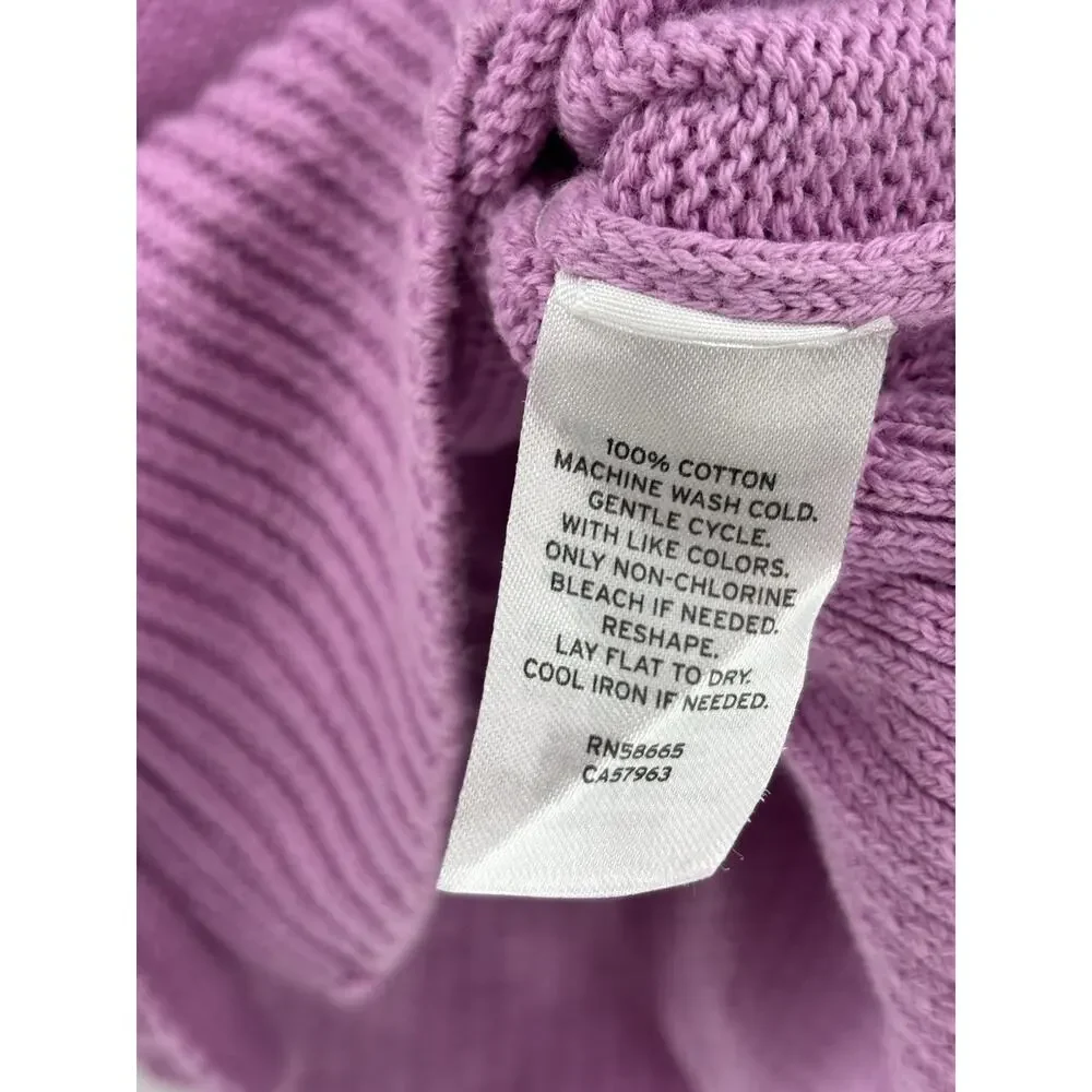 Abound Cardigan Sweater Womens Small Purple Buttons Knit 100% Cotton Stretch